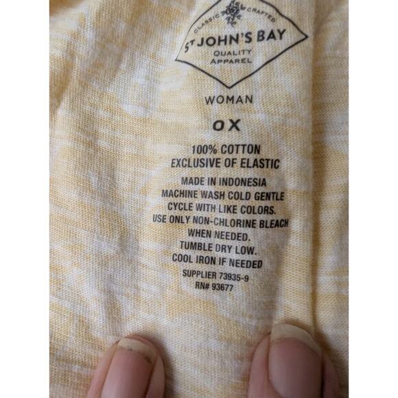 ST JOHN'S BAY PEASANT KNIT SHIRT ladies size OX yellow white floral elastic neck - Picture 3 of 7